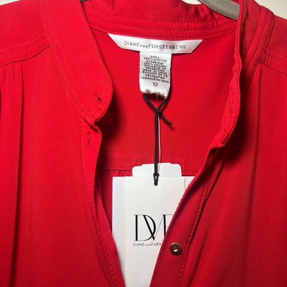 Diane Von Furstenberg Vibrant Red “Gyls” Dress NEW WITH TAGS - Picture 4 of 6
